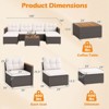 Costway 7 PCS Wicker Conversation Set with Seat & Back Cushions Wood Armrests & Tabletop - 3 of 4