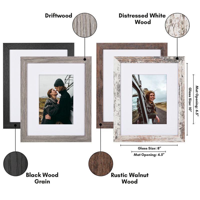 Americanflat Picture Frame Set With Mat - Perfect for Farmhouse Decor - 4 Pack, 2 of 7