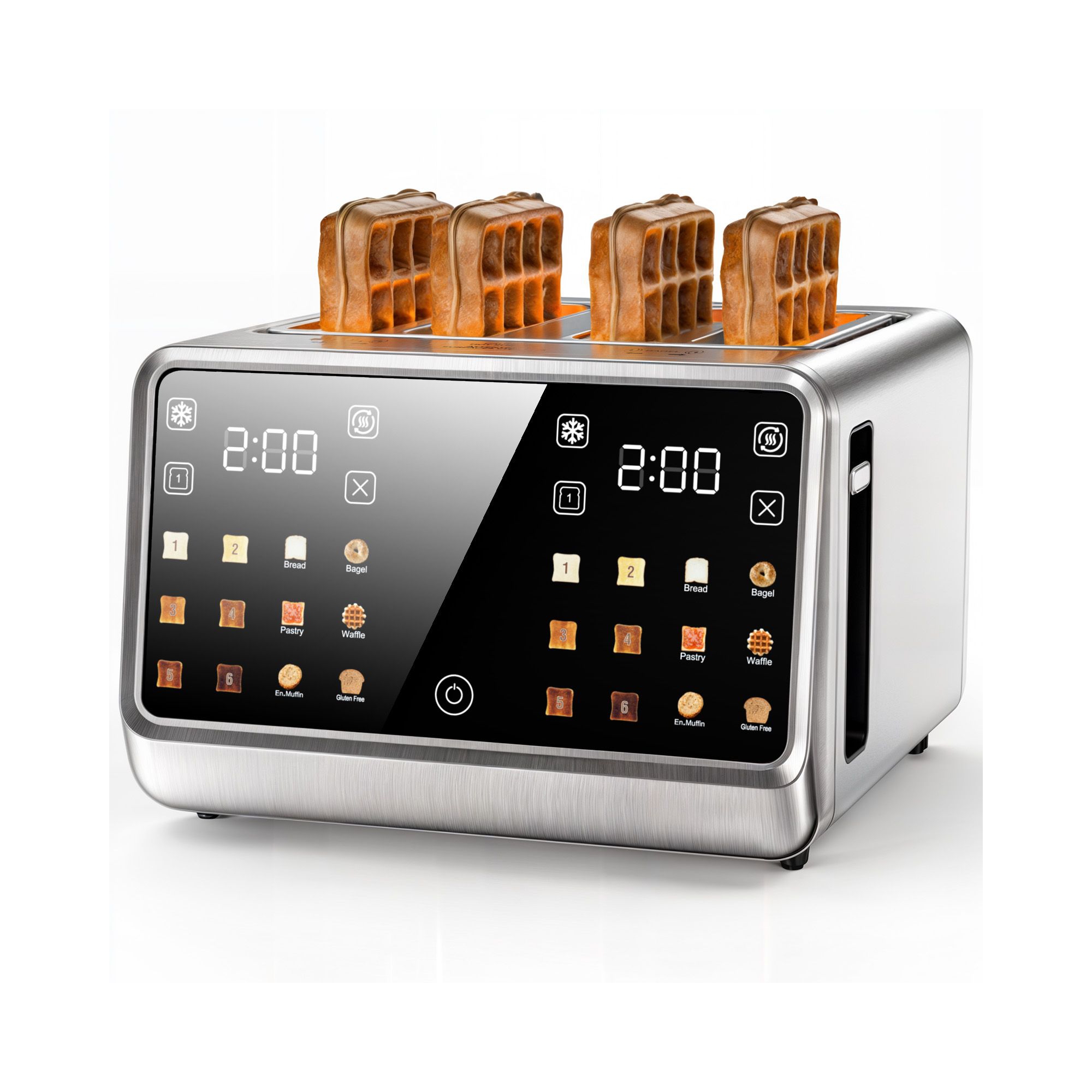 Teendow 4 Slice Toaster 1800W, Touchscreen Stainless Steel Digital Smart Toaster with Dual Controls, 6 Shade Levels