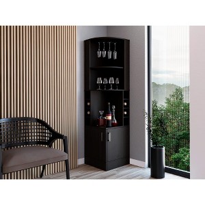 CAVINAS Tall Corner Bar Cabinet,Freestanding Bar Cabinet with 8 Bottle Racks,Drawer,Side Doors,Corner Storage for Living Room,Dining Room - 1 of 4