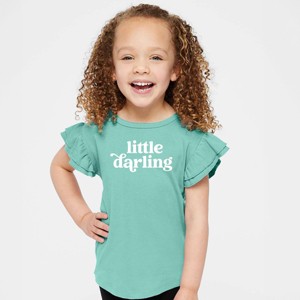 The Juniper Shop Little Darling Flutter Sleeve Tee - 2T - Seafoam - 1 of 4