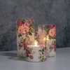 LumaBase Battery-Operated Glass Hurricanes with Floral Design - Set of 3 - 2 of 4