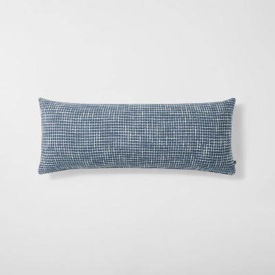 12"x30" Allover Textured Grid Lines Lumbar Throw Pillow Sterling Blue - Hearth & Hand™ with Magnolia