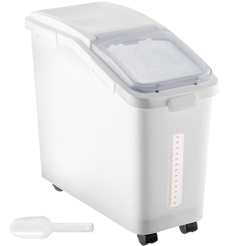 VEVOR Rice Storage Container, 11.4Gallon/50L Capacity Large Dog Food Dispenser Bin, Kitchen Ingredient Grain Cereal Flour Bin, 1 Pack, White