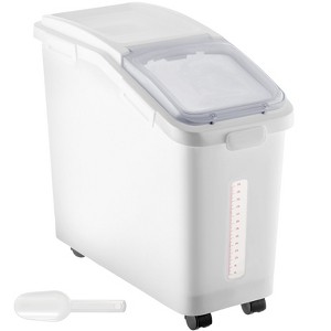 VEVOR Rice Storage Container, 11.4Gallon/50L Capacity Large Dog Food Dispenser Bin, Kitchen Ingredient Grain Cereal Flour Bin, 1 Pack, White - 1 of 4