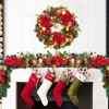 6ft Pre-Lit Christmas Garland with 20 LED Lights, Poinsettia, Pine Cones & Red/Gold Balls - Battery Operated for Indoor/Outdoor Decor - 2 of 4