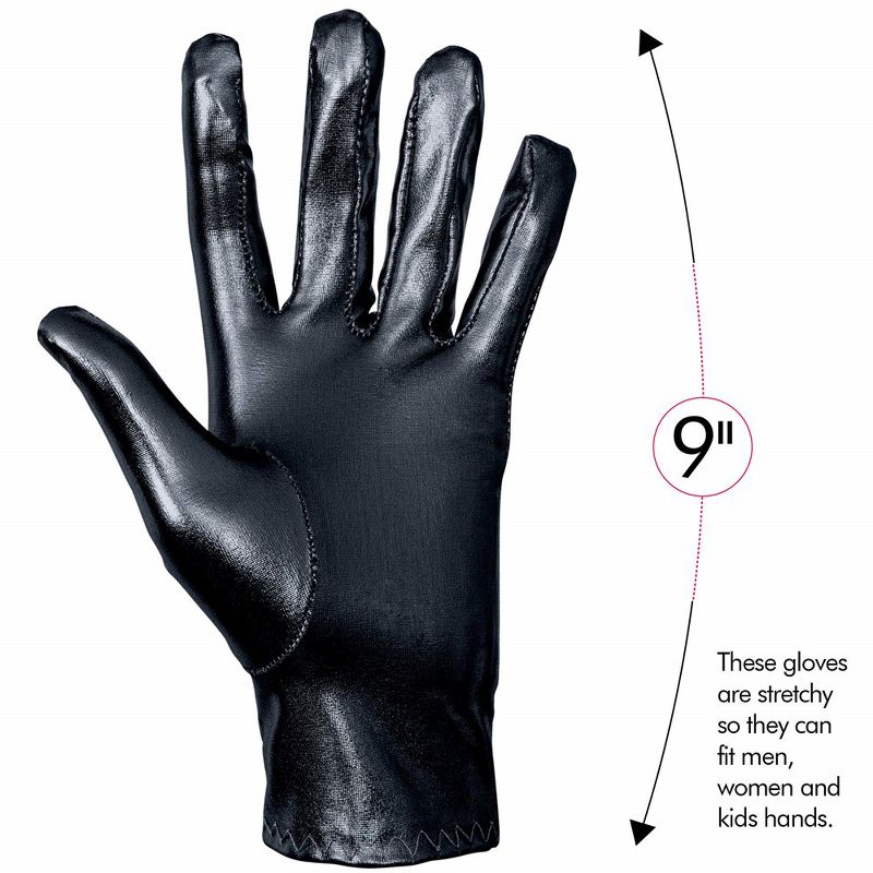 Skeleteen Womens Metallic Costume Gloves - Black, 4 of 7