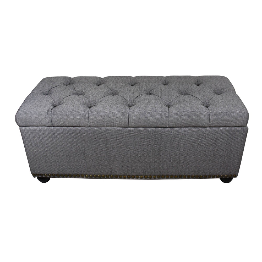 Photos - Pouffe / Bench 3pc Tufted Storage Bench with Ottoman Seating Gray - Ore International