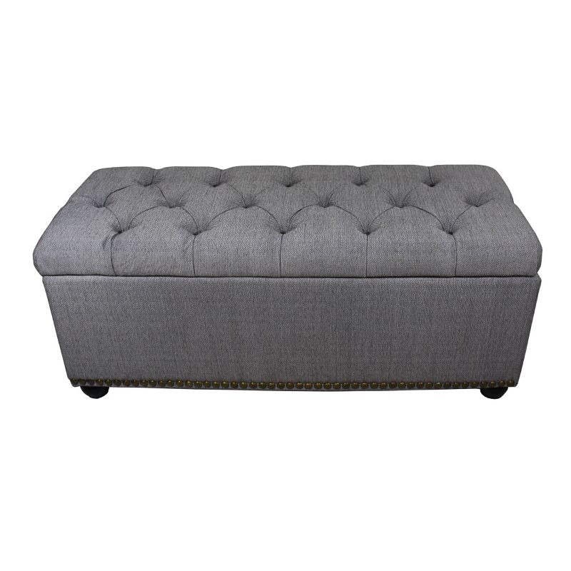 3pc Tufted Storage Bench with Ottoman Seating Gray - Ore International, 1 of 6