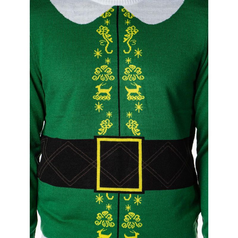 ELF The Movie Men's Buddy's Coat Costume Ugly Christmas Sweater Knit Pullover, 4 of 5