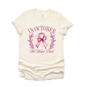 Simply Sage Market Women's Coquette In October We Wear Pink Short Sleeve Graphic Tee - 1 of 4