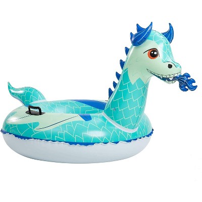 GoFloats Inflatable Winter Snow Tube Sled - Ice Dragon