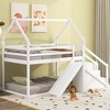 NicBex Twin Over Twin Bunk Bed with Storage Staircase,Loft Bed with Safety Guardrail and Slide for Bedroom,White/Brown - 2 of 4