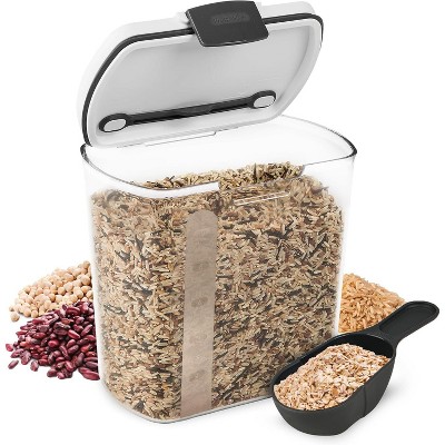 2.5-Quart Grain Storage Container with Hinged Lid, Clear, BPA-Free, Airtight