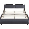 Streamdale Queen Size Upholstered PU Leather Platform Bed With LED Light Bed Frame With Slatted - 3 of 4