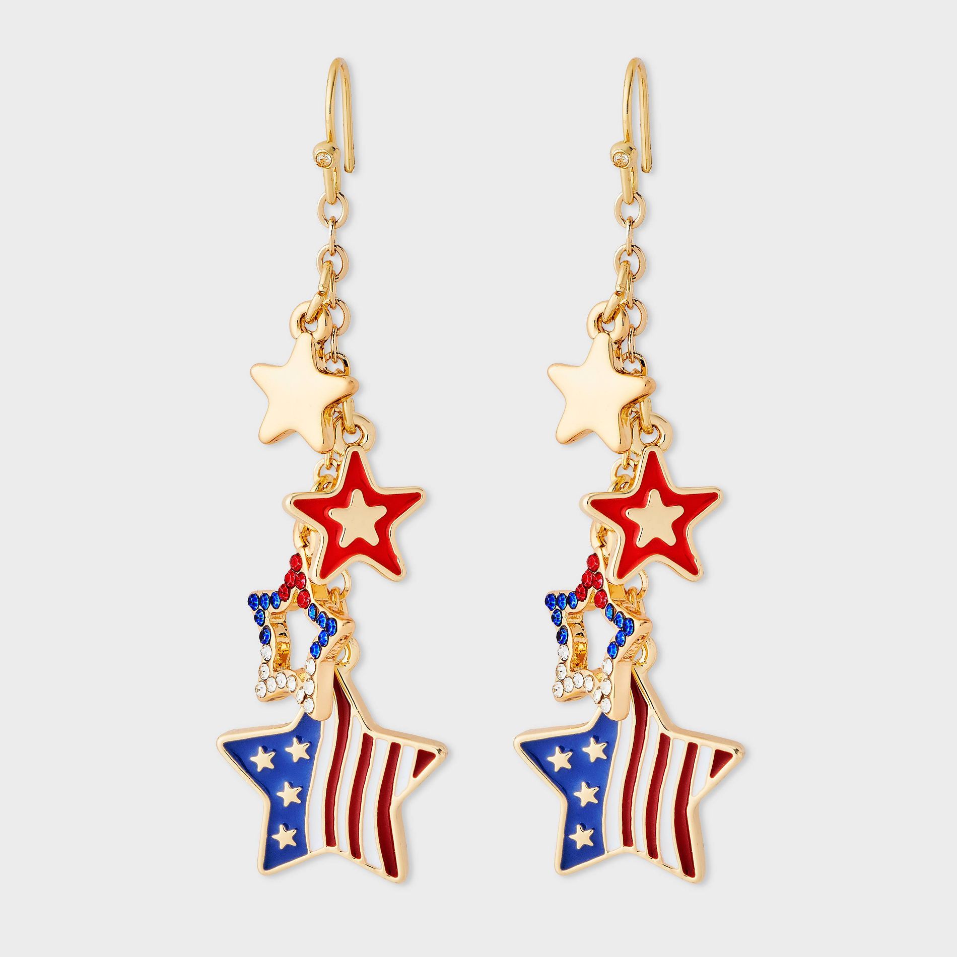 Americana Earrings with Stars - Gold/Multi
