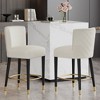 DSVIMOY Counter and Bar Stool Modern Design with Circular Footrest and Gold Finish for Dining, Beige, 24.75"*22.75"*22.75" - 2 of 4