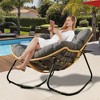 Lyngins Modern Indoor&Outdoor Leisure Wicker Rocking Chair with Padded Cushion,Larger Accent Royal Chair for Living Room,Garden - 3 of 4