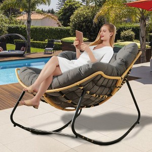 Vynxaria Outdoor Rattan Rocking Chair - Versatile Lounge Chair for Indoor & Outdoor Relaxation - 1 of 4