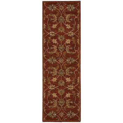 Handmade Tufted Brick Wool Runner Rug 27" Easy Care