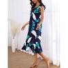 Womens Pajama Cap Sleeve Night Dress Floral Nightgowns with Ruffle Hem - 4 of 4