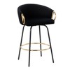 24" Velvet Contemporary/Glam Swivel Counter Stool with Low Rounded Back and Metal Frame for Kitchen or Home Bar, Set of 2 - 2 of 4