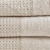 6Pcs 100% Cotton Solid Color Bath Towel Set, Anti-Microbial Certified Waffle Jacquard Quick Dry Bath Towel - 3 of 4
