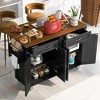 TiramisuBest 53.7in Farmhouse Kitchen Island with Power Outlet, 2 Sliding Barn Door Kitchen Storage Island with Drop Leaf, Spice Rack Rol - 3 of 4