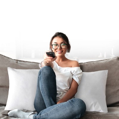 White Microfiber Square Throw Pillow Set with Down Alternative Fill