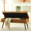 Aoibox Faux Leather Tufted Storage Ottoman Bench, Long Entryway Bench with Storage for Living Room, Supports 660lbs - Cognac Brown - 4 of 4