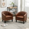 KINWELL Set of 2 PU Faux Leather Club Armchair with Nailheads - 4 of 4