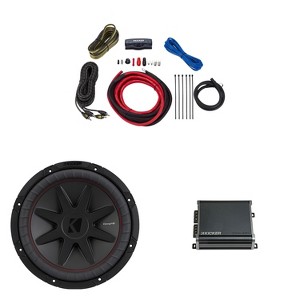 Kicker 12 Inch CVR Woofer Includes 52CVR124 Package with 46CXA4001 Amplifier and wire kit - 1 of 4