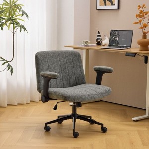 Karl Home | Chenille Swivel Chair With Adjustable Flip-Up Arms For Cross-Legged - 1 of 4
