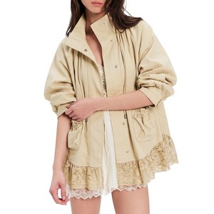 Acka. 完売品　lace sleeve jacket（beige） Imily Bela Women Stand Collar Button Front Jacket With Lace Hem