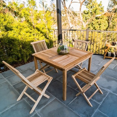 Nordic Teak 39" 4-Person Natural Outdoor Square Dining  Table - Beige