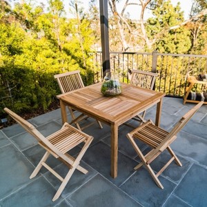 Nordic Teak 39" 4-Person Natural Outdoor Square Dining  Table - Beige - 1 of 4