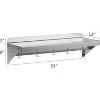 Silver Stainless Steel Metal Wall Mount Utility Shelf with 2 Backsplashes, 5 Hooks, Floating for Kitchen, Bathroom, Restaurant, Laundry - 3 of 4