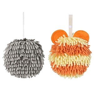 REGALWOVEN 2 Pcs Cute Soft Absorbent Chenille Ball Fuzzy Hand Towel - 1 of 4