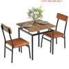 Dining Room 3 Piece Dining Table Set for 2, Kitchen Table w/ 2 PU Upholstered Chair, Industrial Metal Frame Dinette Set - 3 of 4