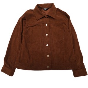 INSPIRE CHIC Women's Corduroy Long Sleeve  Lapel Collar Fall Outerwear Button Down Shacket Jackets - 1 of 4