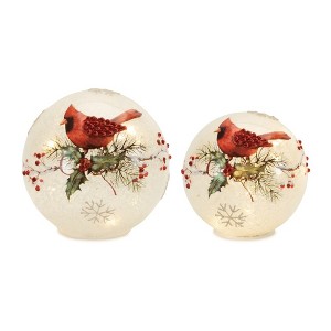 LED Frosted Cardinal Berry Globe (Set of 2) - 1 of 3