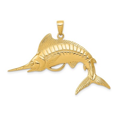 Black Bow Jewelry 14k Yellow Gold Large Marlin Pendant
