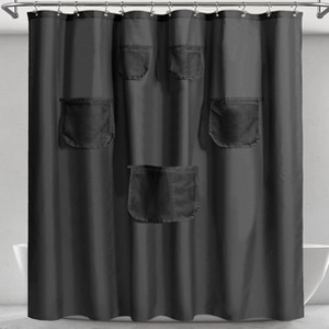 Home Mart Goods PEVA Grey Heavyweight Thick Shower Curtain Liner With Mesh Storage Pockets - 72"x72" - 1 of 4