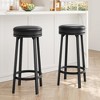 GustoWave 30'' Backless Round Swivel Bar Stools Set of 2, PU Leather Upholstery, Metal Frame & Footrest for Kitchen Island - 2 of 4