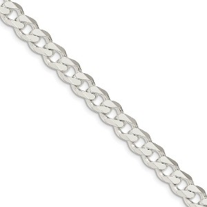 Black Bow Jewelry Men's 9mm, Sterling Silver Solid Flat Curb Chain Bracelet - 1 of 4
