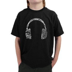LA Pop Art Boy's Word Art T-shirt - HEADPHONES - LANGUAGES - 1 of 4