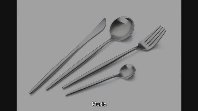Bruntmor 18/10 Stainless Steel Cutlery Matte Finish - 16 Piece, 2 of 5, play video