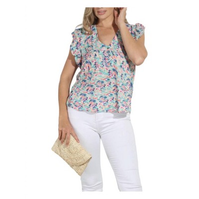 Women's Button Ruffle Top - Veronica M