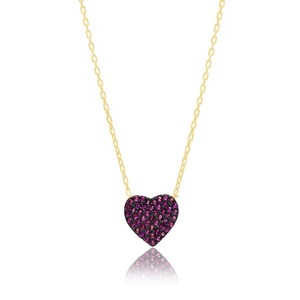 SHYMI Mini Pavé Heart Necklace — .925 Sterling Silver, 14k Gold-Plated - Rhodium Plated, Cubic Zirconia Pavé Detailing, Adjustable Chain - 1 of 1