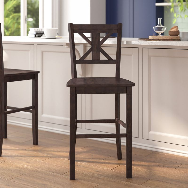 Flash Furniture Gwendolyn Set of 2 Commercial Grade Solid Wood Modern Farmhouse Counter Height Barstool, 2 of 12